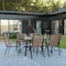Flash Furniture 7PC Patio Set-55" Glass Table, 6 Brown Chairs TLH-089REC-303CBN6-GG - alternate 1